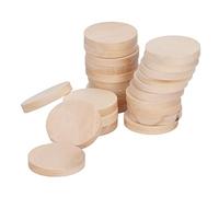 Generic Pièces de Monnaie Rondes en Bois Copeaux de Bois 1,2 Pouces Pack Créatif Cercles Jetons Ornements Projets d'artisanat 50 Pièces Rondes en Bois Naturel Bois de Platane