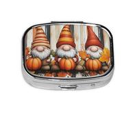 Generic Pilulier carré à 2 compartiments pour sac à main et poche en métal Motif nain d'automne