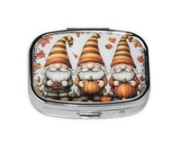 Generic Pilulier carré à 2 compartiments pour sac à main et poche en métal Motif nain d'automne