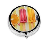 Generic Pilulier rond à 3 compartiments pour sac à main et poche en métal Motif fruits d'été