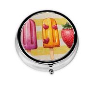 Generic Pilulier rond à 3 compartiments pour sac à main et poche en métal Motif fruits d'été