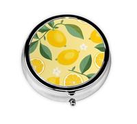Generic Pilulier rond à 3 compartiments pour sac à main et poche - Jaune - Imprimé citron