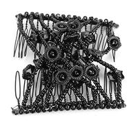 Generic Pince à Cheveux en Perles de Fleurs Extensibles pour Dames élégantes, Coiffure de Fête dans les Types de Cheveux pour de Belles Coiffures de les Jours (BLACK)