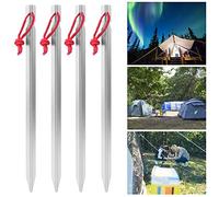Generic Piquets de Tente en Alliage D'aluminium, Piquet de Camping Ultraléger de 23cm pour Une Mise à la Terre Sécurisée par Vent Fort, 4 Pièces Rouge Bleu Noir Argent (Argent (Vendu 4 pour 1))