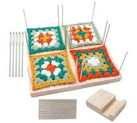 Generic Planche de Blocage de Crochet en Bois et Caoutchouc, pour Carrés de Grand-mère Parfaits, avec 20 Broches en Acier, Portable 9,3 Pouces pour les Projets de Voyage