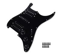 Generic Planche de Guitare électrique avec Micro Humbucker Robuste pour Guitares électriques ST/SQ, Jeu de Pickguard précâblé chargé en Blanc, 11 Vis Incluses (BLACK)