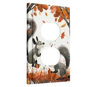 Generic Plaque murale à bascule unique pour interrupteur écureuil, animaux de la forêt d'automne gris, décoration saisonnière d'automne, style forêt, taille standard, plaque de couverture décorative