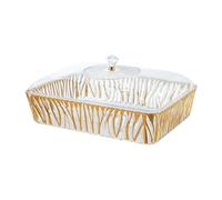 Generic Plateau de Service Corbeille à Fruits Plat à Dessert Boîte à Bonbons Porte-collations avec Couvercle Transparent En PET Approprié pour Fêtes et Cuisi, M