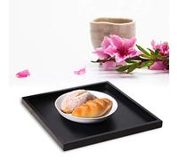 Generic Plateau de Service de Collation de thé et de café en Bois, Noir Moderne 11,8x11,8x0,8 Pouces pour la Cuisine à Domicile