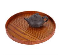 Generic Plateau de Service en Bois, Plateau Rond en Bois, Assiette en, thé et Plateaux de Service, Plats, Assiettes D'eau et de Boissons, écailles Polyvalentes, Boissons, thé, café, (Diamètre 33 cm)