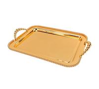 Generic Plateau de Service en Métal perlé de Style Européen, Plateau Miroir pour Centre de Table, Poignée élégante, Idéal pour la Maison, Le Bureau, Le café, Le Bar, Fer et Acier Inoxydable 16,5 X