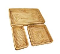 Generic Plateau de Service en Rotin tissé à la Main pour L'organisation et Le Rangement de la Table dans Le Salon, la Salle à Manger ou la Chambre à Coucher, Petit 7,9 X 4,3 X 1,6 Pouces (Ensemble
