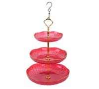 Generic Plateau d'oiseau Suspendu à Trois Niveaux Acrylique Bol Suspendu Boup de Bain Baignoire pour Le Jardin Parents et Enfants (Rouge)