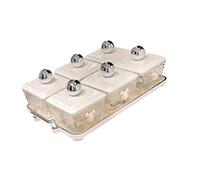 Generic Plats de Service Divisés, Assiette de Service, Plateau à Poignée, Plateau de Service à Desserts, Bols à Collation avec Couvercle pour Les Mariages, Le, 6 compartiments
