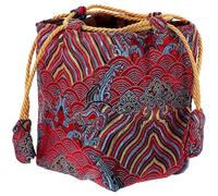 Generic Pochette à Cordon Carrée en Tissu Coton Rouge, Paquet de Rangement Multifonction Facile à Ouvrir et Fermer, pour Sachet de Tasse à Thé de Fête