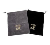 Generic Pochette de Sèche-cheveux Sécurisée en Tissu Pelucheux Cordon de Serrage, Paquet Portable et Résistant pour Rangement et Voyage, Lot de 2 Pièces Noir