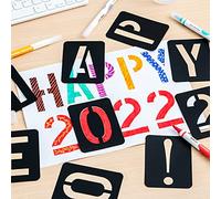 Generic Pochoirs d'Aérographe, Modèle d'Aérographe avec Matériaux Plastiques Pp Noirs 42pcs pour Numéros Lettres Symboles Meubles Muraux