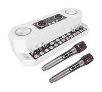 Generic Podcast Equipment Bundle, Support AUX Sound Card Bundle 5.0 DC 5V 2A Chipe de Traitement Numérique Tout en un avec 2 Microphone pour l'enregistrement pour PC (WHITE)