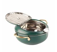 Generic Poêle à Frire à Induction avec Poignée Tactile Froide, Poêle à Frire Japonaise en Acier Inoxydable pour Profonde pour la Cuisson de la Friteuse