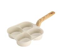 Generic Poêle à œufs anti-adhésive 4 tasses, alliage d'aluminium, manche en bois, 35 x 19 x 3,7 cm