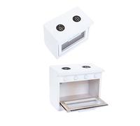 Generic Poêle de Cuisine en Bois pour Maison de Poupée 1:12, avec Boutons Réglables et Porte de Four Transparente pour Décoration de Maison Miniature (White)