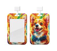 Generic Porte-badge coulissant avec imprimé chien Corgi mignon pour le travail, le bureau