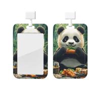 Generic Porte-badge coulissant avec imprimé panda mignon - Pour le travail - Cadeau de bureau
