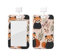 Generic Porte-badge coulissant avec imprimé panda rouge mignon pour carte de travail, cadeau de bureau