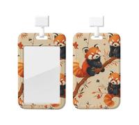 Generic Porte-badge coulissant avec imprimé panda rouge mignon pour carte de travail, cadeau de bureau