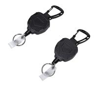 Generic Porte-badge Robuste, Porte-clés Rétractable avec Cordon de Traction épais pour un Usage Quotidien et les Activités de Plein Air, Paquet de 2 (BLACK)