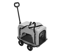 Generic Porte-chien Portable Roulant Chat Transporteur Poussette pour Animaux de Compagnie Circulation D'air pour Voyage Camping Métal Oxford Tissu Noir 1 Ensemble (GRAY)