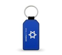 Generic Porte-clé noir en simili cuir Israël terre sainte judaïsme sionisme Drapeau Israel étoile de David Paix Terre Sainte Ref 1