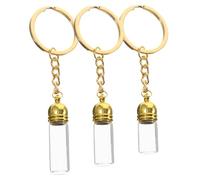Generic Porte-clés Bocal en Verre Or 3 Pièces Distributeur D'huile Essentielle et Design Multifonction pour Paquet à Dos ou Présent Décoratif