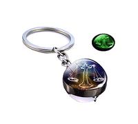 Generic Porte-clés lumineux de luxe avec 12 constellations porte-bonheur en forme de boule de verre, pendentif zodiaque phosphorescent, symbolisant le succès, Balance, L