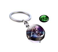 Generic Porte-clés lumineux de luxe avec 12 constellations porte-bonheur en forme de boule de verre, pendentif zodiaque phosphorescent, symbolisant le succès, Aquarius, L
