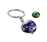 Generic Porte-clés lumineux de luxe avec 12 constellations porte-bonheur en forme de boule de verre, pendentif zodiaque phosphorescent, symbolisant le succès, Taureau., L