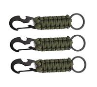 Generic Porte-Clés Paracorde, 3 Pièces, Clip de Lanière Durable pour Utilisation en Extérieur, Clés et Bouteilles d'eau en Métal (Green)