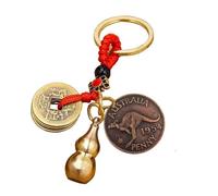 Generic Porte-clés porte-bonheur de luxe avec pièces de kangourou australien de 1954 ; porte-clés pour couple pour bénédiction de richesse ; cadeaux d'encouragement inspirants