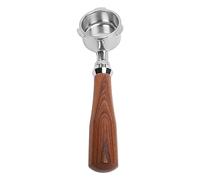 Generic Porte-filtre sans Fond 51 Mm avec Poignée en Bois Massif pour Machines à café, Construction en Acier Inoxydable, Idéal pour les Baristas à Domicile (E Classique Palissandre)