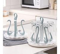 Generic Porte-gobelet Rotatif en Forme de Cygne, au Design élégant, pour Gobelets d'eau à Vidange Rapide dans Les Cuisines Modernes, Plastique Durable, 1 unité (Bleu 6 Têtes)