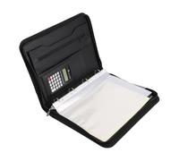 Generic Portefeuille D'affaires avec Fermeture éclair, Porte-Documents Professionnel en Cuir PU, Organisateur de Documents Juridiques avec Calculatrice Solaire, Dossiers de Fichiers