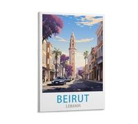 Generic Poster de voyage vintage Beyrouth Lebanon - 40 x 60 cm - Impression sur toile - Décoration murale moderne pour chambre à coucher