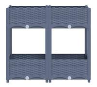 Generic Potager surélevé Haut de Gamme avec Système D'arrosage Automatique, Jardinière Modulaire en Polypropylène Style Rotin, Potager surélevé pour Herbes Aromatiques et (Gris bleu)