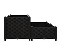 Generic Potager surélevé Haut de Gamme avec Système D'arrosage Automatique, Jardinière Modulaire en Polypropylène Style Rotin, Potager surélevé pour Herbes Aromatiques et (Noire)