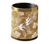 Generic Poubelle Corbeille à Papier Bac à Ordures Conteneur de Déchets de Conception Luxueuse à Double Paroi avec Seau Intérieur pour La Maison Le Bureau, or avec Bordure Dorée