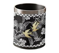 Generic Poubelle Corbeille à Papier Bac à Ordures Conteneur de Déchets de Conception Luxueuse à Double Paroi avec Seau Intérieur pour La Maison Le Bureau, Black W Silver Rim