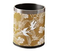 Generic Poubelle Corbeille à Papier Bac à Ordures Conteneur de Déchets de Conception Luxueuse à Double Paroi avec Seau Intérieur pour La Maison Le Bureau, or avec Bordure Argentée