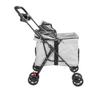 Generic Poussette Pliable pour Animaux de Compagnie, Poussette en Métal pour Chien et Chat avec Auvent à 360 Mailles, Plateau de Nourriture Amovible, Facile à Transporter, Chariot de Promenade (GRAY)