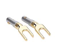 Generic Prise de Haut-Parleur U Spade en Cuivre Pur plaqué Or pour Chemins de Signal de Haute qualité, 2 Pièces Adaptateur Jack de Connecteur de Fourche à Vis Audio pour Fil de Haut-Parleur, Câbles