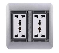 Generic Prise électrique Encastrée au Sol, Matériau PC Ignifuge, Prise à Double Porte pour Cuisine et Bureau, 4000W, Argent